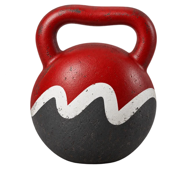Kettlebell inspirée du logo Miabécoach, illustration générée par IA